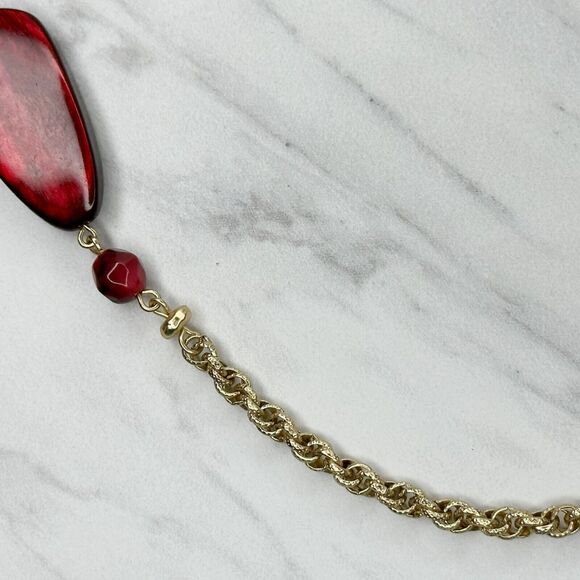 Chico's Chunky Red Burgundy Beaded Statement Necklace ✨ - Picture 7 of 10